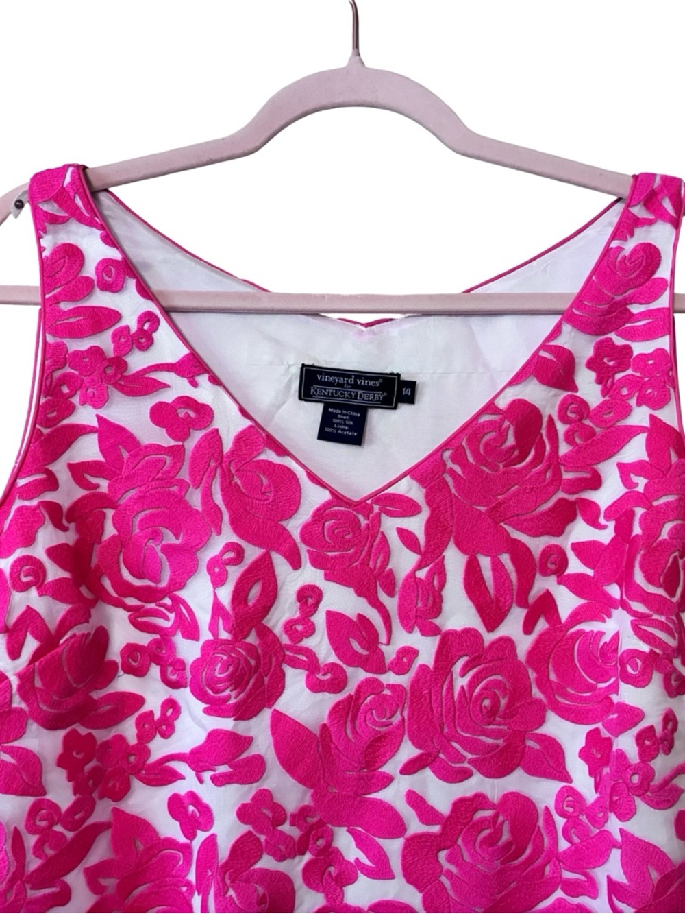 VINEYARD VINES Kentucky Derby “Run For The Roses,” Silk Dress, Size 14. - Picture 4 of 10